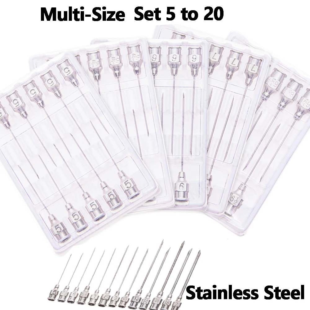 10PCS Multi-Size Stainless Steel Hypodermic Needles Set 5 to 20 for Veterinary Injection Integrated circuit No.12 L 38mm