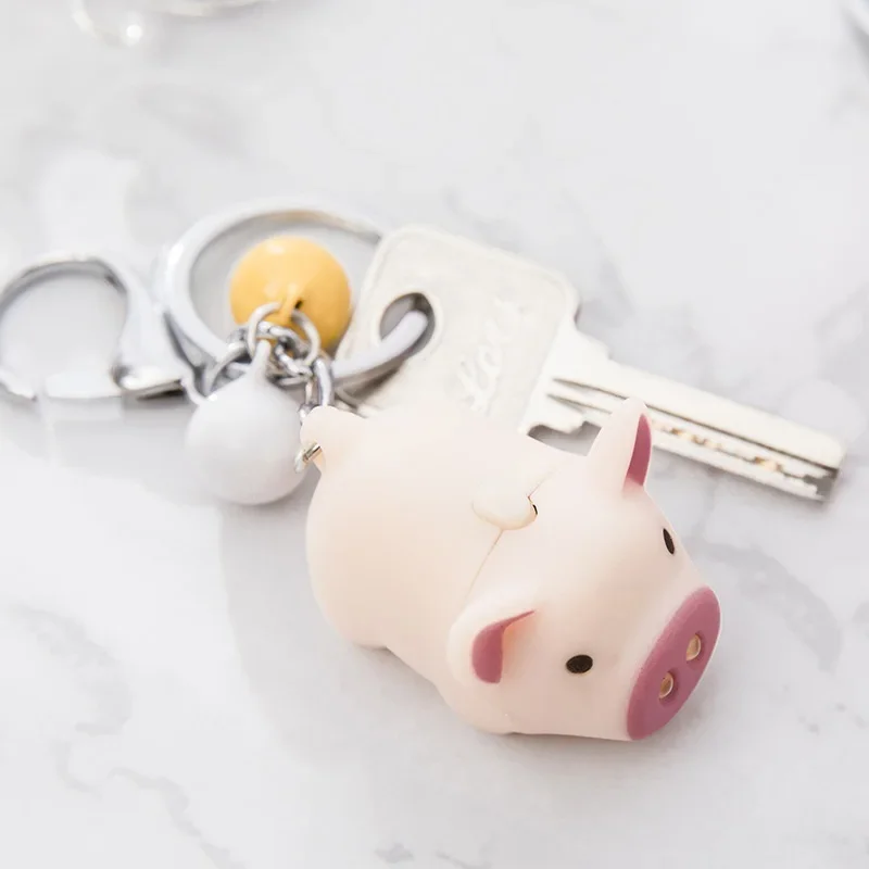 Mini LED Keychain Light Cute Pig LED Lights Cartoon Pig Key Ring Decoration Accessories Backpack Ornament