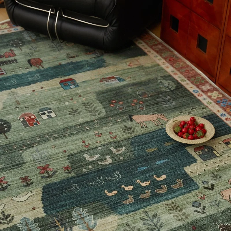 ​​​​​​​Persian Retro Area Rug Washable Non Slip Living Room Carpet Sofa Bedroom Floor Home Contemporary Decor Versatile Style