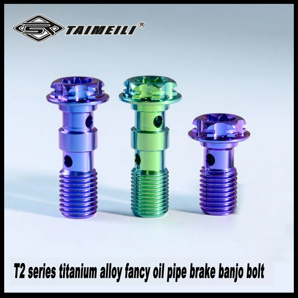 TAIMEILI Motorcycle brake caliper tube titanium screw fancy bolt M10 p10/1.25 green blue purple