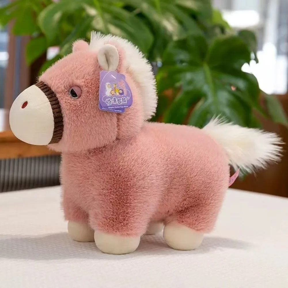 Pretty Soft Fluffy Foal Simulation Design Kawaii Style Pony Figure Standing Pose Stuffed Animal Desktop Decor