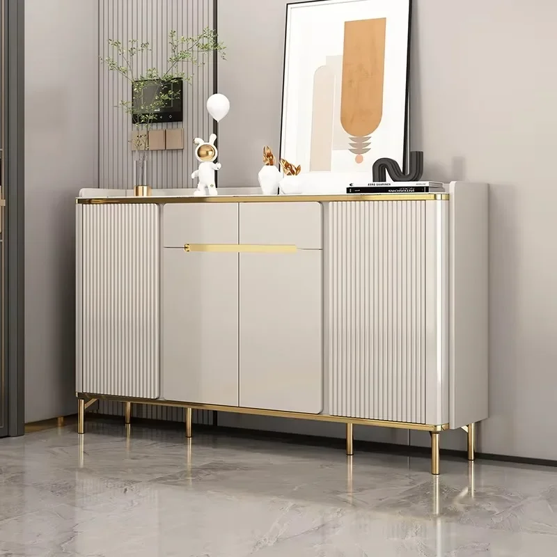 Modern wooden shoe cabinet with multi-layer slotted door, corridor to save ventilation space design