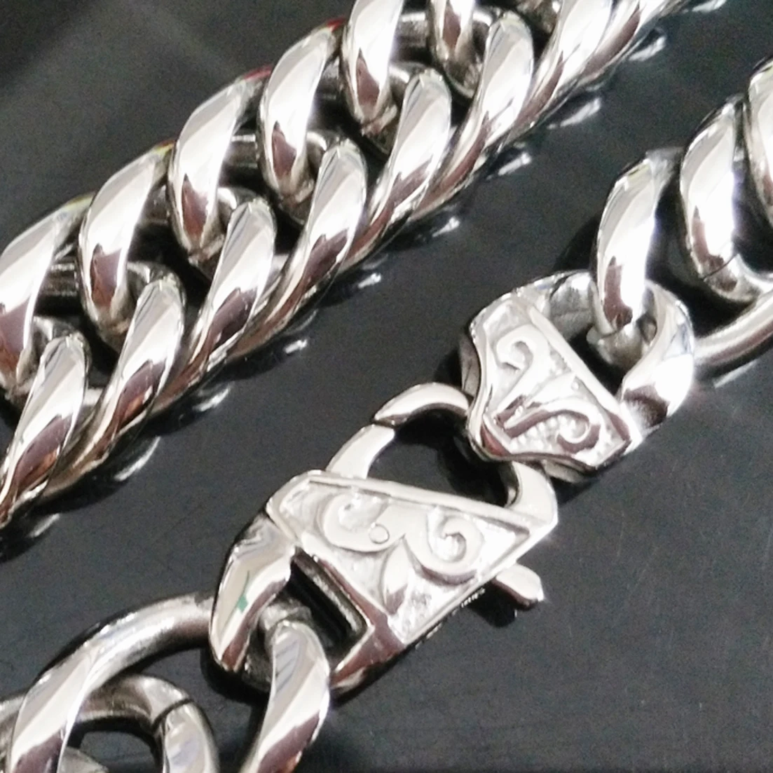 16mm Heavy Mens Chain Boys Necklace Double Curb Cuban Link Necklace 316L Stainless Steel Necklace 7-40 inch Optional
