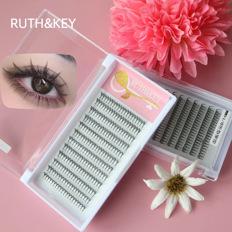 RUTH & KEY Extensão de cílios individuais em quadrinhos 0,07 C CC D DD Anime Cluster Spire Blister de cílios postiços para ferramenta de maquiagem DIY dia