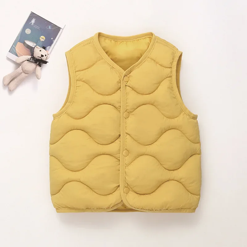 2024 Fall and Winter Clothes Children Vest Baby Boys Warm Cotton Vest Toddler Girl Lightweight Padded Waistcoat Coat 90-140cm