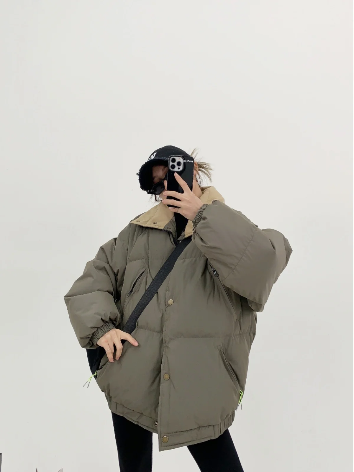 

Thiened ort Cotton Jaet Women's Loose Fit Stand Collar Winter Coat Casual Retro Design Heavyweight Cotton Outerwear