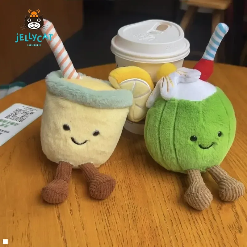 Nuevo lindo divertido bebida de coco limonada llavero de felpa bolso encanto Aruba colgante de felpa de coco para mochilas llaves niños adultos