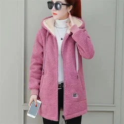 Add Fleece Thick Coat Loose Large Size Women's New Fashion Winter Hooded Student Cardigan Imitation Lamb Wool Coat