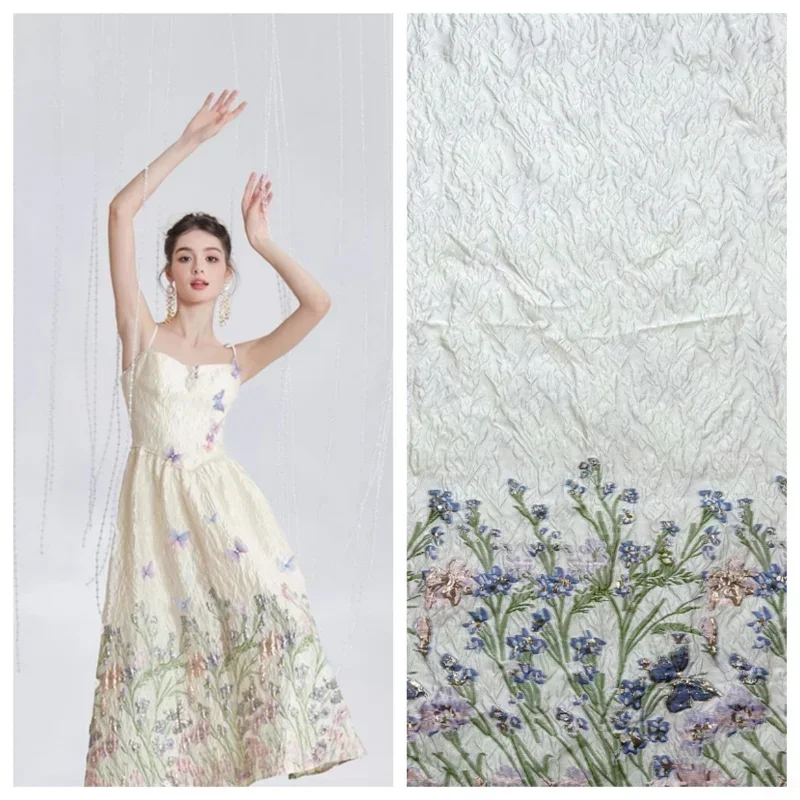 Flower Fairy Spring and Summer Breathable Cutting Flower Positioning Fabric Dress Wedding Dress Evening Dress Jacquard Fabric