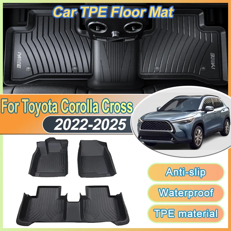 

TPE Car Floor Mat For Toyota Corolla Cross XG10 2022~2025 LHD Waterproof Mud Carpet Foot 3D Full Pad Easy Clean Rug Accessories