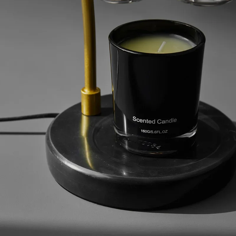 Lampe à cire fondue pour aromathérapie Lily of the Valley, lampe à bougie fondue en marbre, aromathérapie en cristal