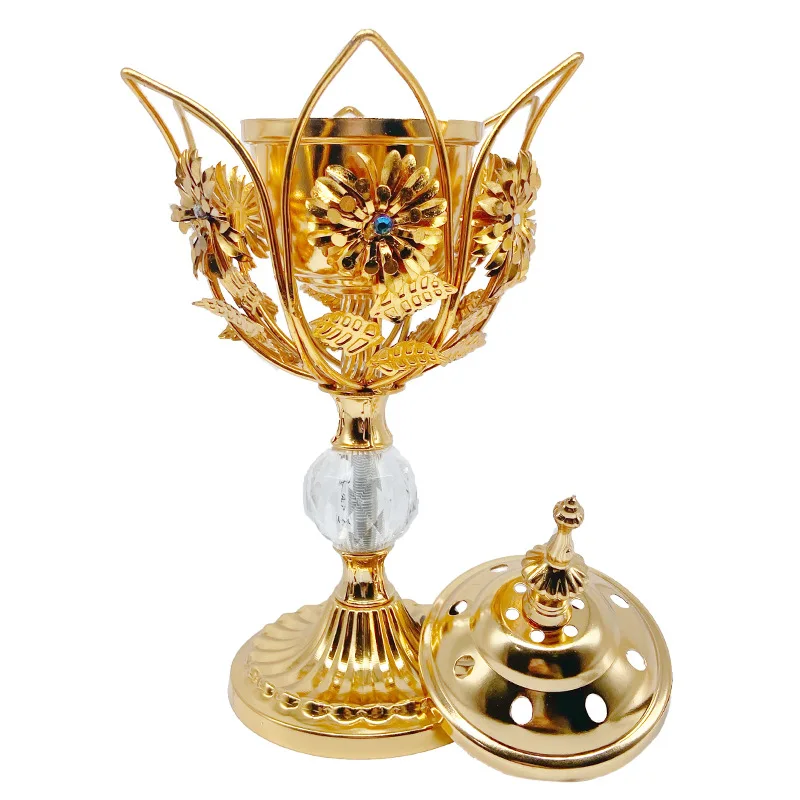 Church Electric Censer Arabic Incense Burner Middle East Incense Stove Vintage Metal Censer Desk Ornaments (EU Plug)