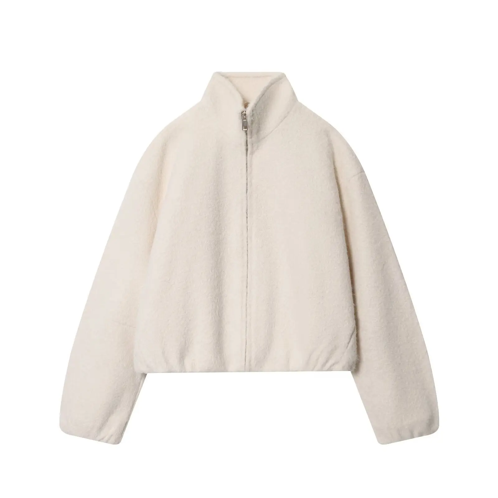 

Maxdutti Minimalist Off-white Zipper Jacket Women Women's Jacket,Woman Clothes Winter Fashion Elegant Top Bomber Jacket Coat