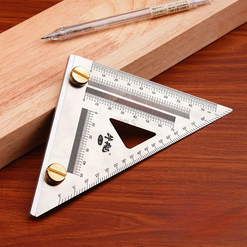 Stainless Steel Vertical Angle Ruler High Precision Positioning Marking Hole Wear-resistant Triangle Ruler Woodworking Tools