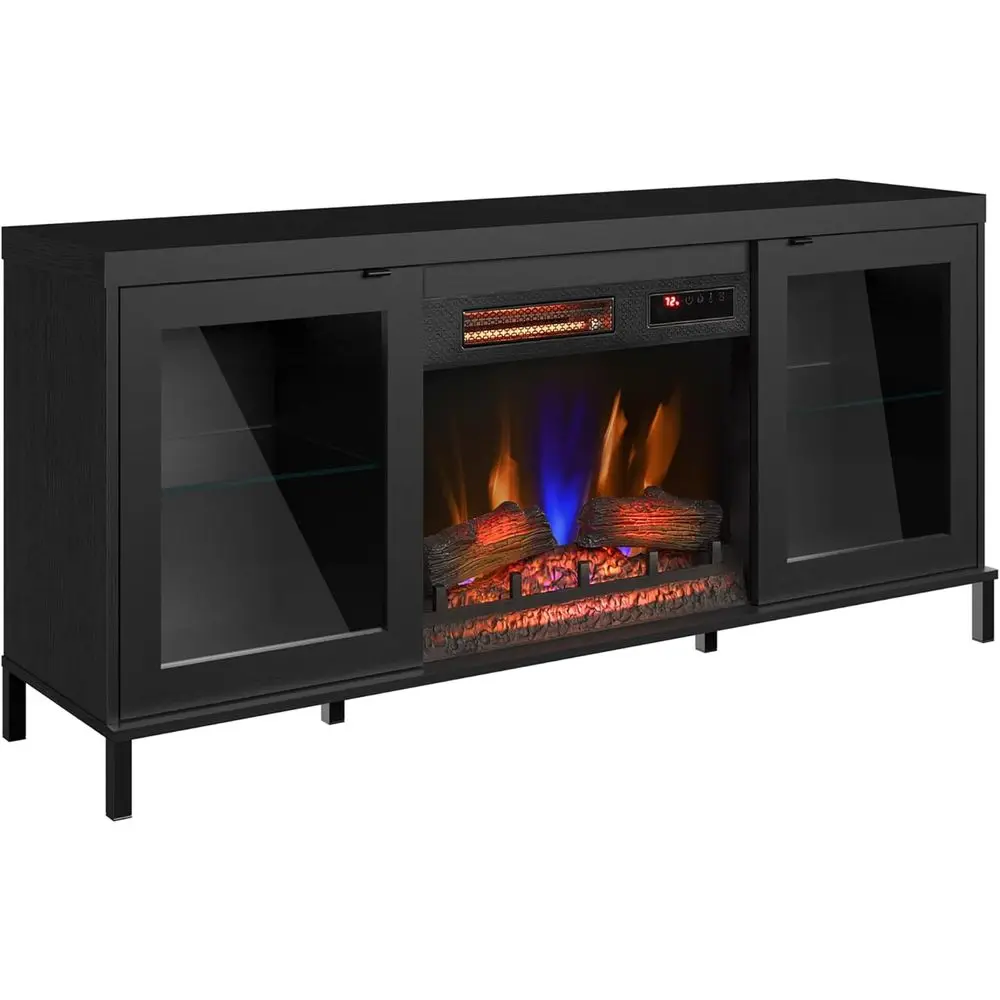 

Электрическая тумба под телевизор с LED-подсветкой и местом для хранения, черная