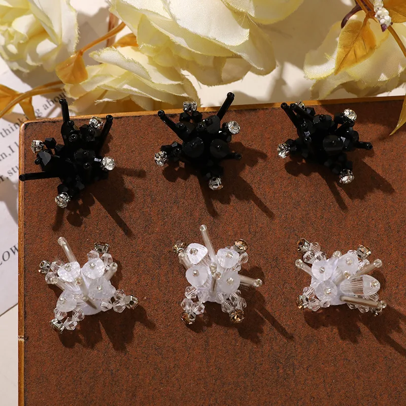 Vibrant Fabric Patch Tube Bead Rhinestone Flower Korean Style Lightweight Decor for Clear Crystal Jelly Clogs Shoes 1 Piece
