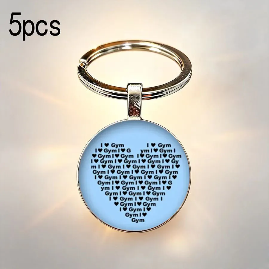 5PCS Passionate about fitness, aerobic training, printed pattern keychain, sports crowd, backpack, portable small pendant