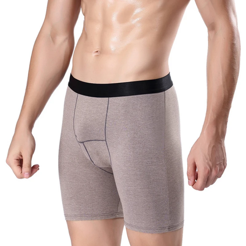 Calcinha masculina de tamanho grande, roupa íntima, perna longa, boxer, cintura média, alongada, esportes, confortável, respirável