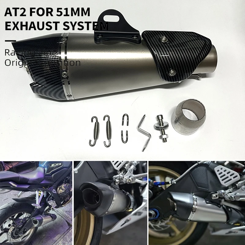 

Motorcycle Exhaust Universal 38 - 51mm AT2 Pipe With DB Killer Muffler For MT09 DUKE 390 RSV4 Z400 CBR500 GSX-S 750