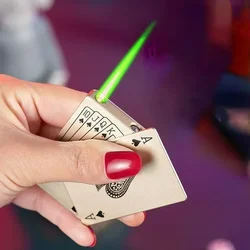 New Creative Jet Flame Poker Cigarette Lighter Metal Windproof Playing Card Gas Lighters Torch Fun Toys Smoking Accessories Gift