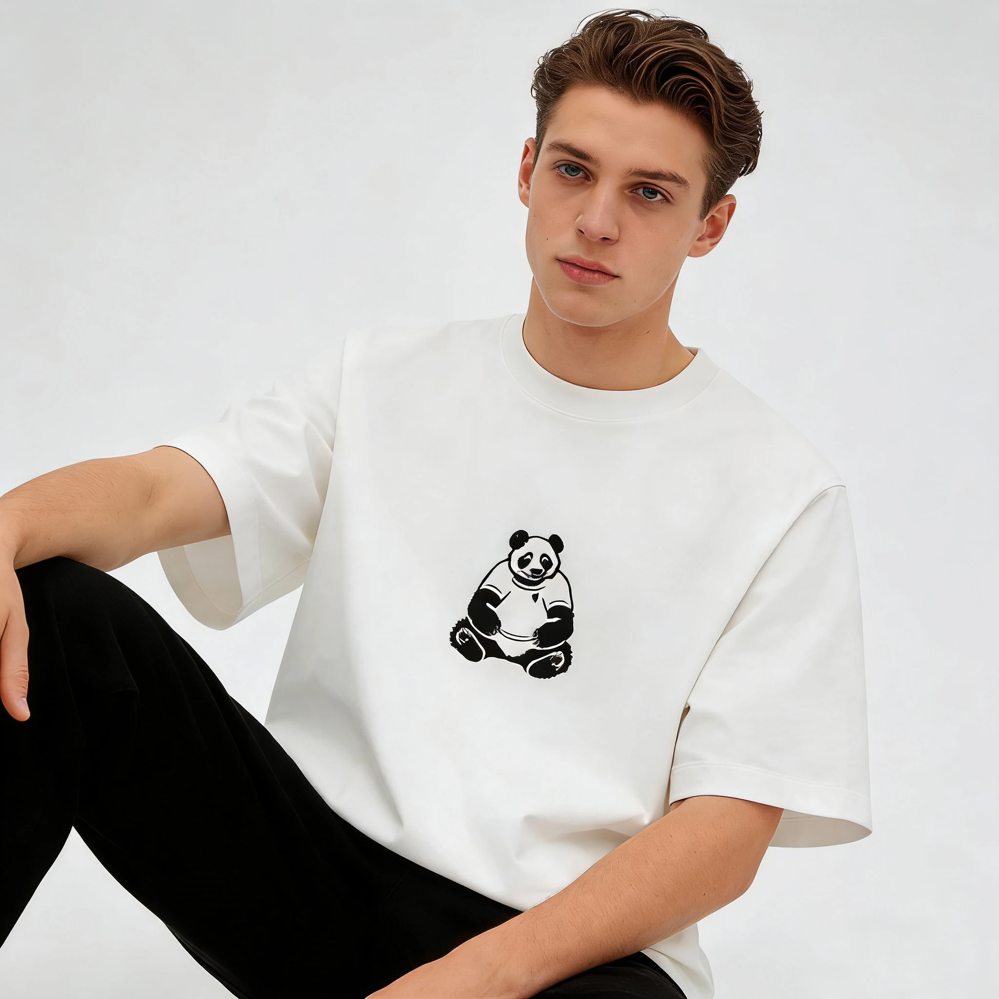 

Новая футболка из чистого хлопка с вышивкой Mgx Panda, коллекция 26ss, с круглым вырезом и коротким рукавом, повседневная, для пар