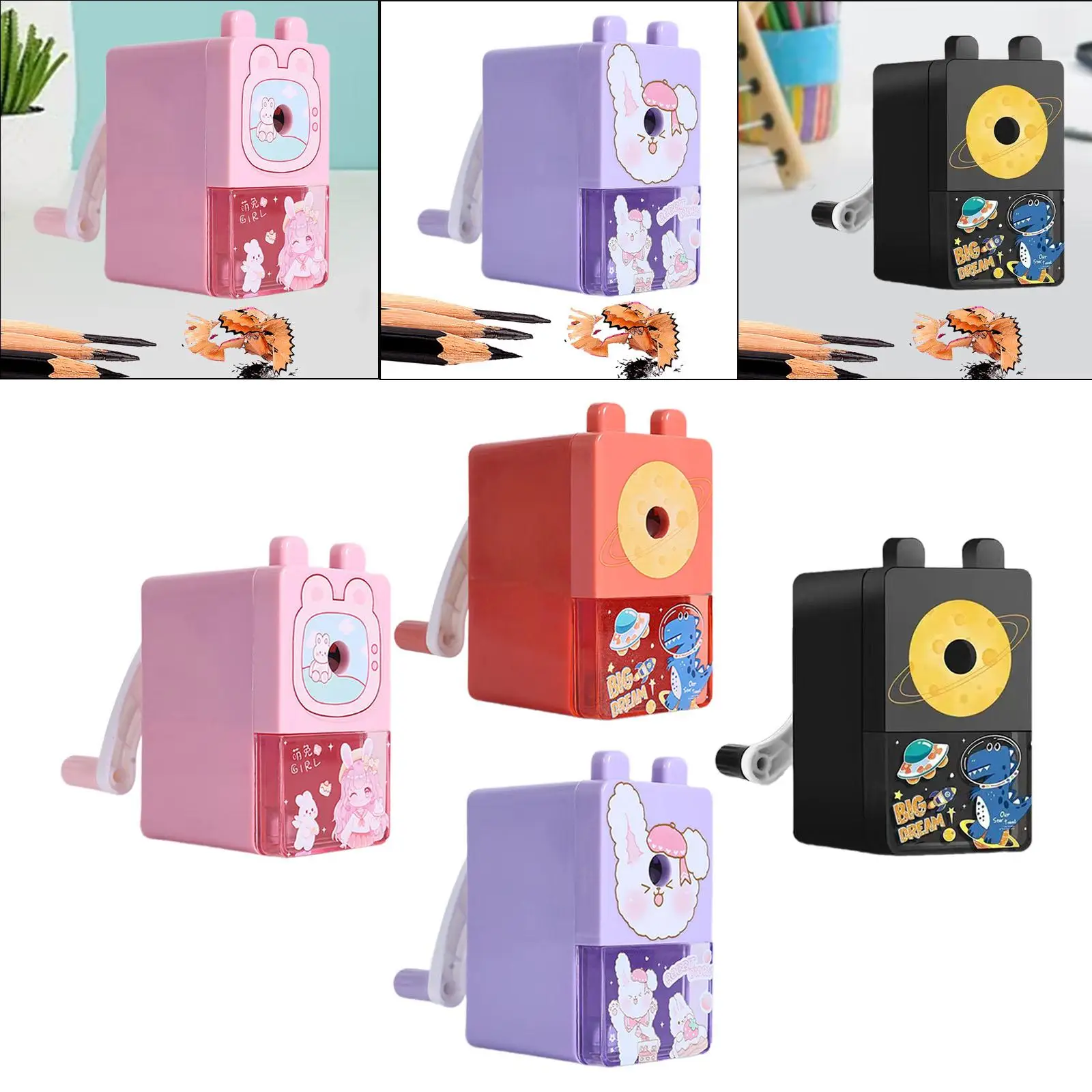 Manual Pencil Sharpener Fast Sharpen Cartoon Sharpener for Home Kids Artists