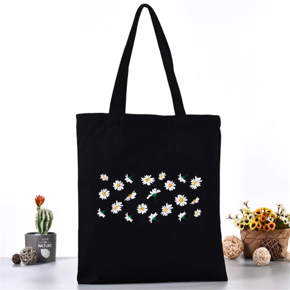 Women Shoulder Bag Canvas Bag Harajuku Shopping Bags 2020 New Fashion Casual Handbags Grocery Tote Girls Daisy Printing