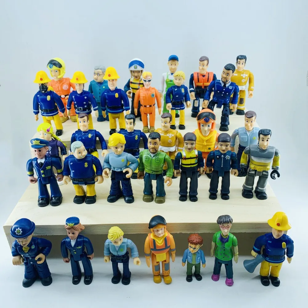 8/15pcs Joint Movable Fireman Sam Firewoman Collection Model Figure Toys Cartoon Action Figuras for Children Diy Birthday Gift