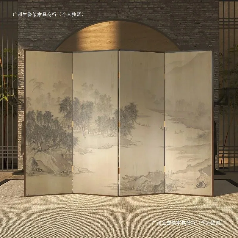 Modern Chinese retro landscape screen partition entrance living room artistic conception tea room folding mobile folding