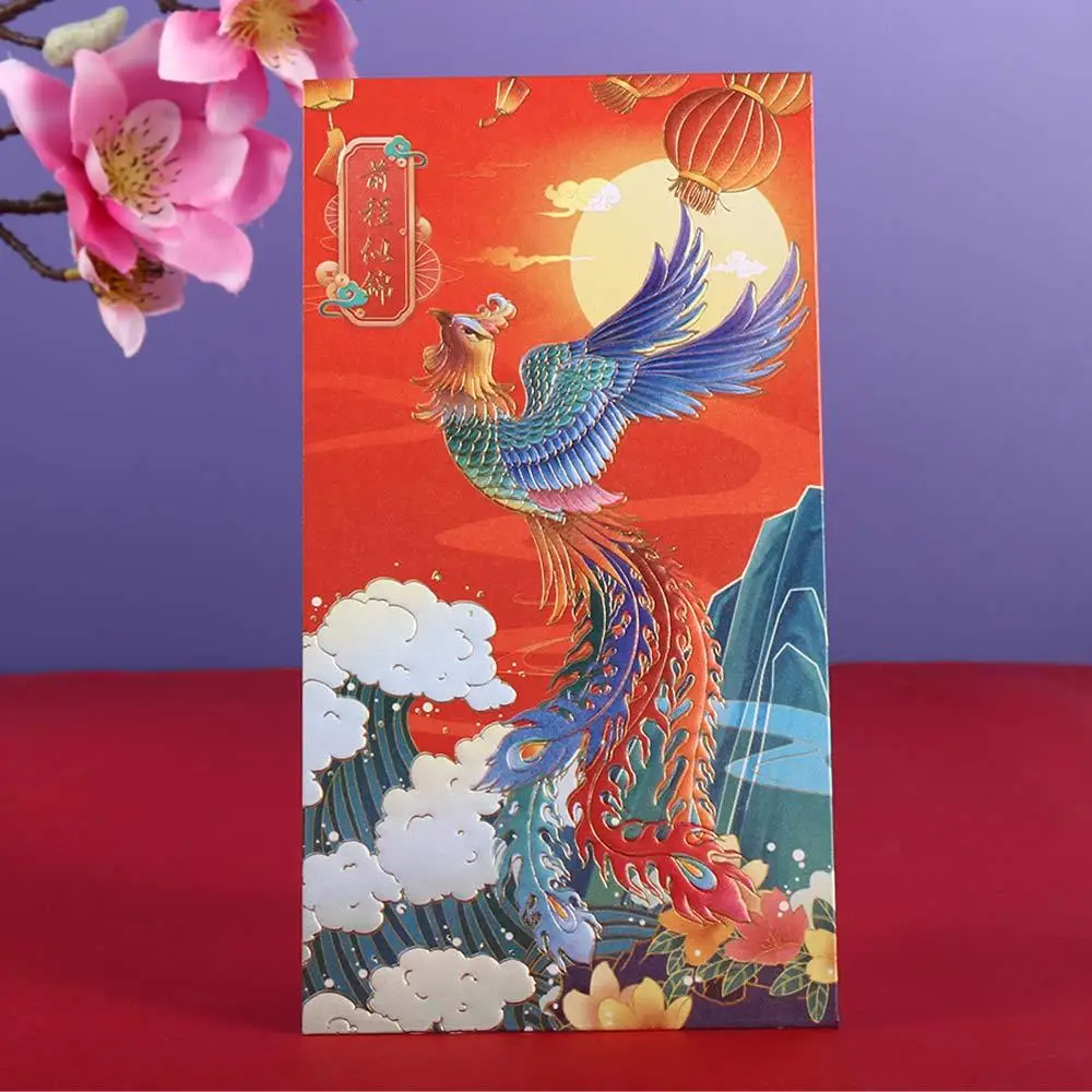 6Pcs Creative Crane Lucky Money Hot-Stamping Spring Festival Decoration Bless Pocket Red Envelope Red Pocket Chinese New Year