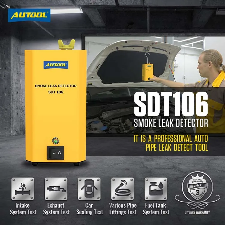 2026 Smoke Leak Detector Tester AUTOOL SDT-106 Auto Smoke Tester for Pipe Systems Smoke Leak Diagnostic Tools for cars