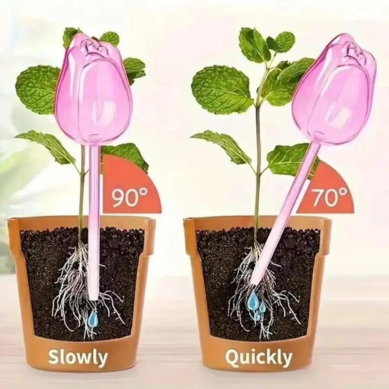 Self Watering Spikes Automatic Plant Water Dripper Bird Tulip Shape Plastic Lazy Drip Irrigation Tool For Indoor Potted Flower