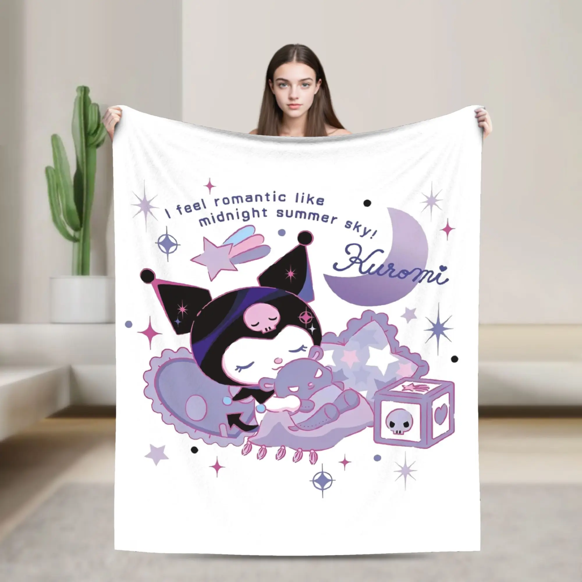 الكرتون منتصف الليل كورومي باكو بطانية الصوف رمي البطانيات الصيف تكييف الهواء شخصية فائقة النعومة الدافئة المفرش