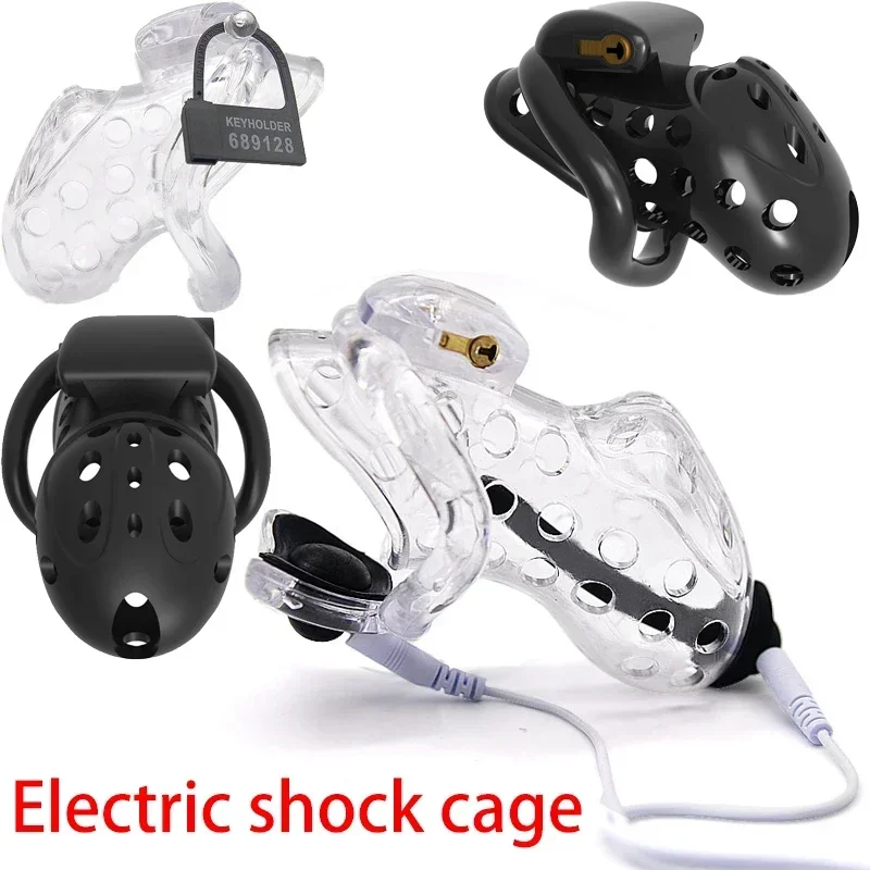 Electronic Stimulation Chastity Cage Electric Shock Cock Cage Penis Ring Penis Bondage Male Sex Toys Adult Sex Toys Sex Shop 18+