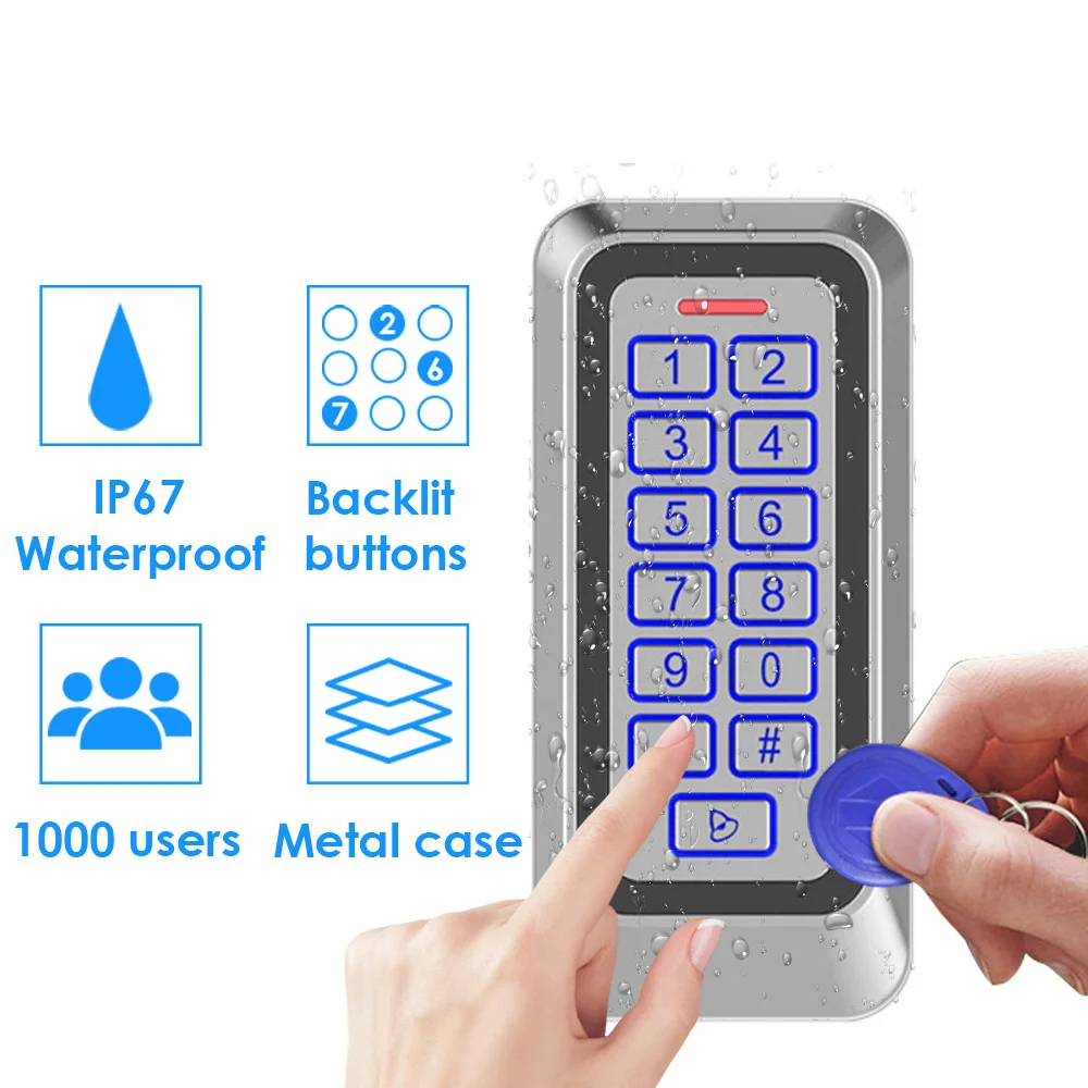 Metal Waterproof Access Control Keypad IP65 Outdoor Door Lock System RFID Card Password 12V Security Controller for Office Gate Factory