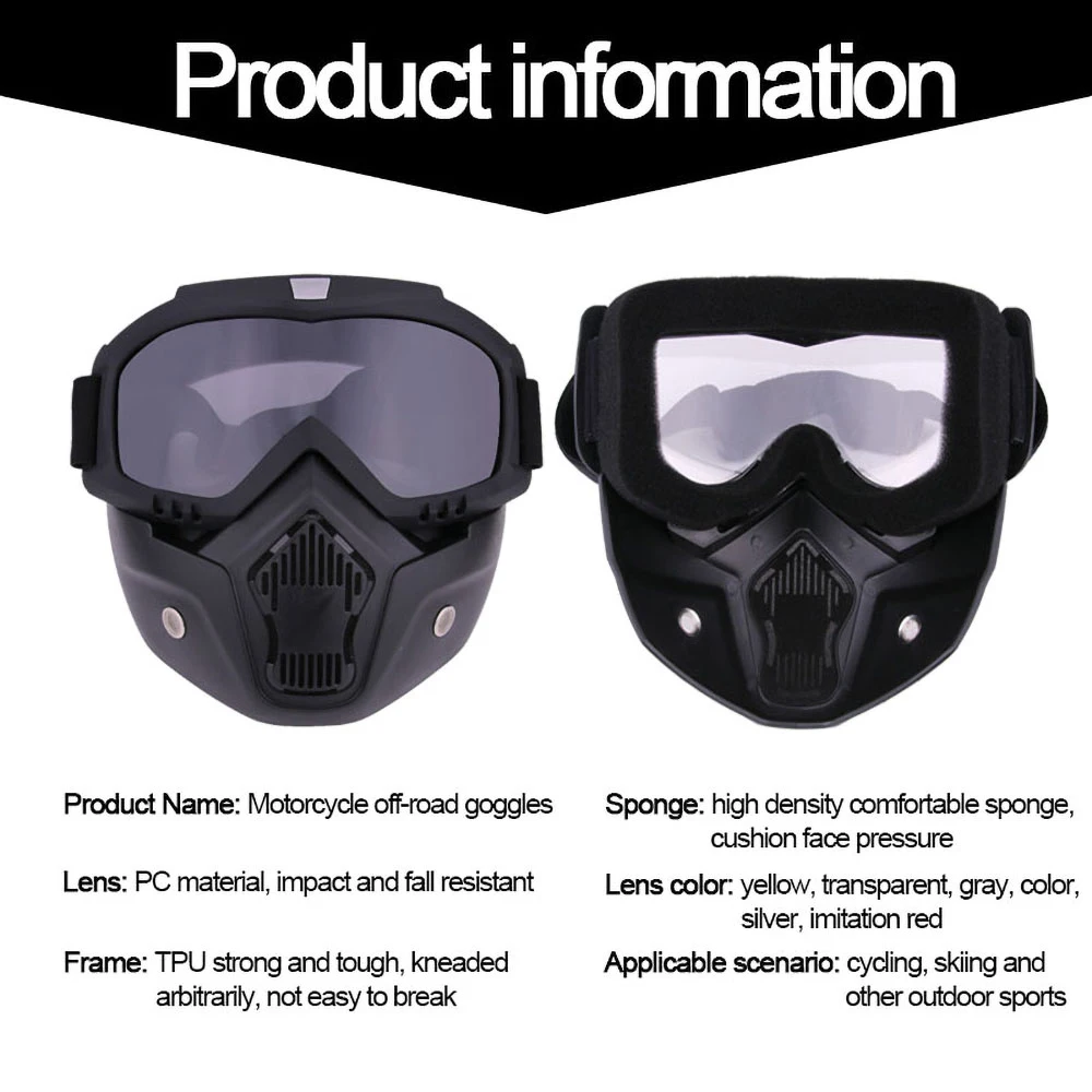 Gafas de Motocross a prueba de polvo, gafas ajustables para motocicleta, transpirables, protección de cara completa, máscara todoterreno para moto