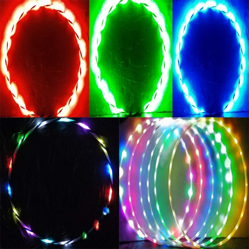 New Portable Fitness Intelligent LED Rainbow Luminous Exercise Hoop Entertainment Body Building Light‑Up Sport Hoops
