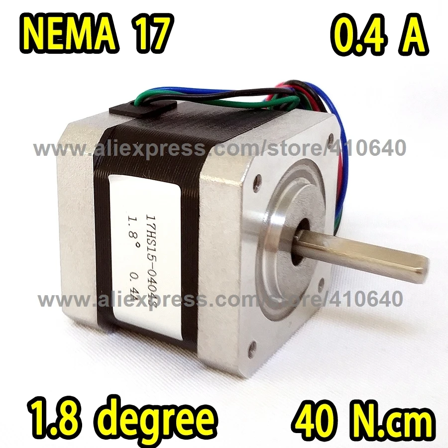 

3D Printer or Robot Stepper Motor 17HS15-0404S L 39 mm Nema 17 with 1.8 deg 0.4 A 40 N.cm and bipolar 4 lead wire