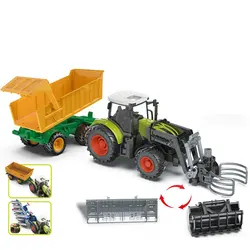 Inertial Farmer Tractors Set Classic Car Model With Dump Trailer High Simulation Wind Up Cars Clockwork Toys For Children