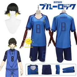 Anime Bachira Meguru Cosplay Blue Cosplay Costumes Lock Bachira Meguru Blue Jersey Suit Wig Halloween Carnival Party Cos Unisex
