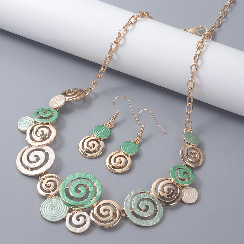 2024 Jewelry Sets Women\'s Original Design Threaded Geometric Earrings Necklace Set Mother\'s Day Gift Banquet Accessories for Mom