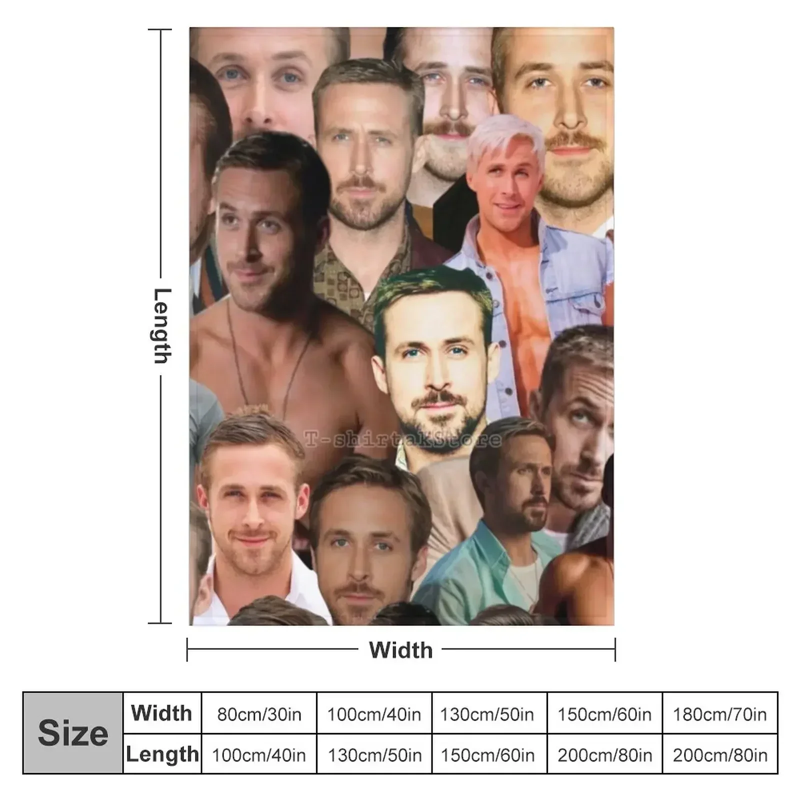 Ryan Gosling Photo Collage Throw Blanket Travel Shaggy Blankets