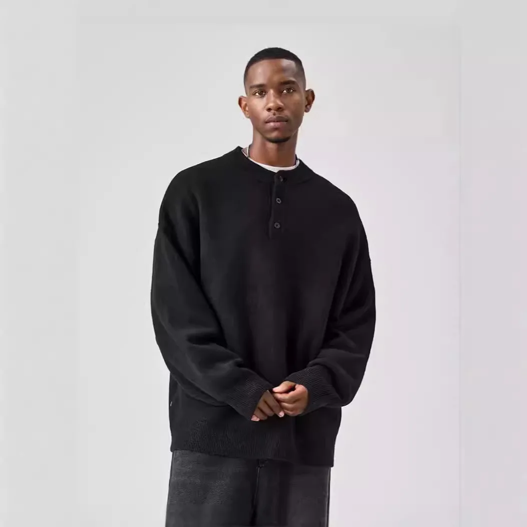Unisex Pullover Style Men's Collar Sweater Winter Machine Washable Black Knitwear Lazy Premium Base Layer Knit Top