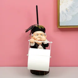 Funny Footman Toilet Paper Holder Statue Creative Tissue Stand Rack Sculpture Decorative Resin Figure Living Room Bathroom Decor