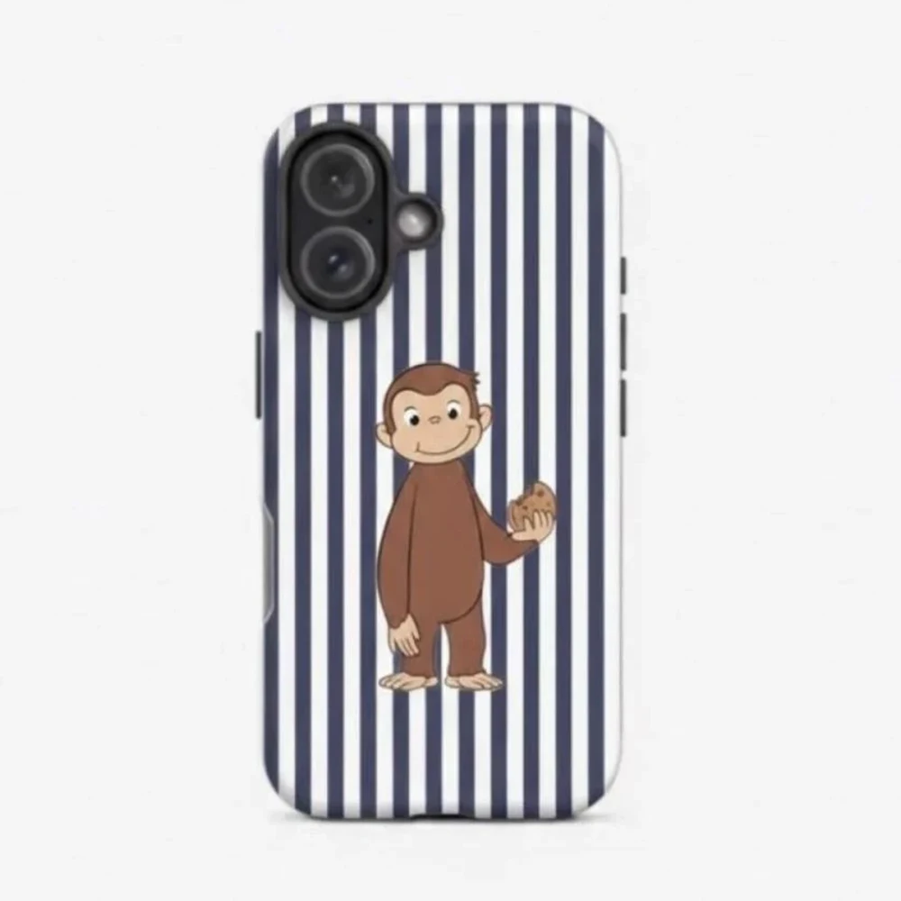 Luxuriöse Clmj Niedliche Affen Curious George Handyhülle für iPhone 17 16 15 14 13 12 11 X XS Air Pro Max Plus Doppelschichtige Rückabdeckung – Detail 2