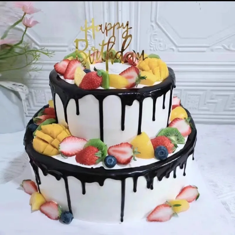 Double Layer Simulation Cake Model, Cake Decoration Accessories, Plastic Fruit Artificial Cake Model, Window Display Samples