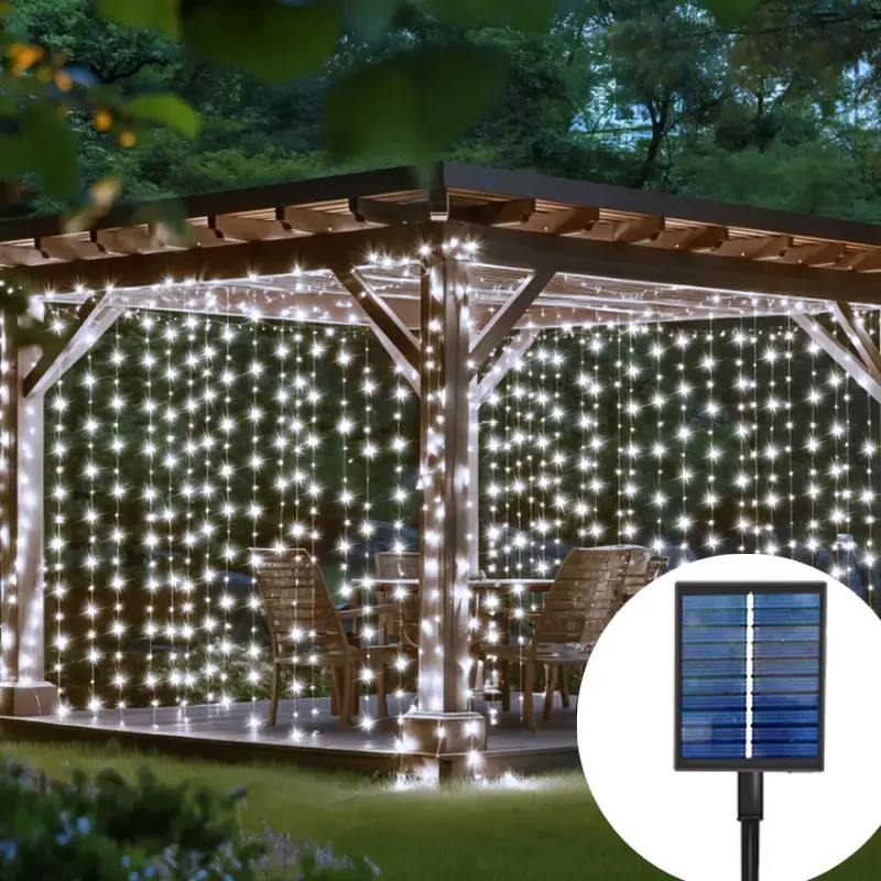 

Christmas Solar Curtain Light LED Outdoor Waterproof Garland Decoration String Lights Yard Wedding Fairy Garland String Lights