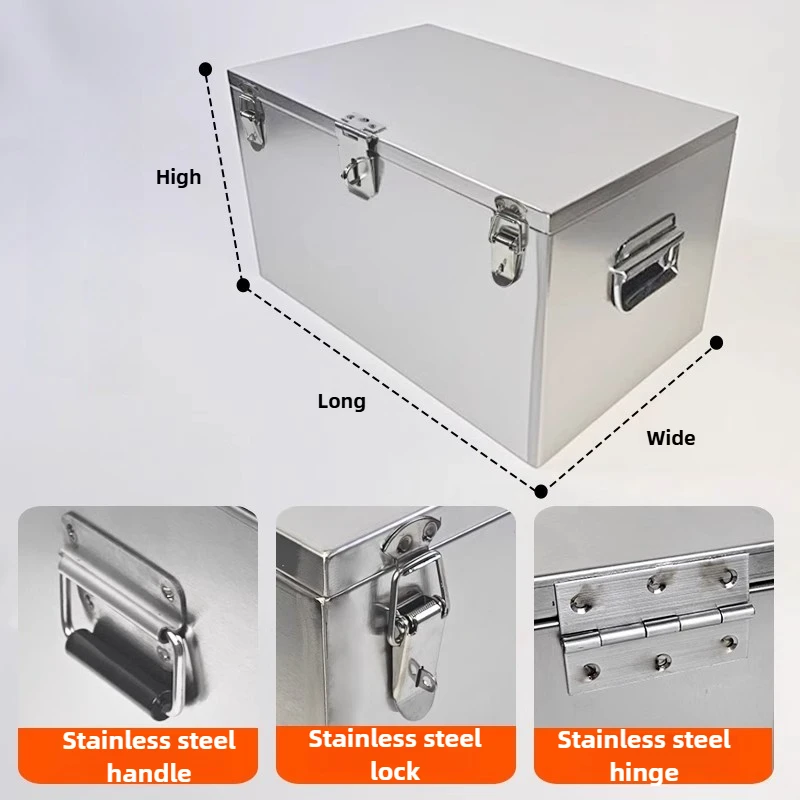 Stainless Steel Toolbox Industrial Grade Storage Case Professional Large Capacity Rectangular Tools Box Hardware Tools Organizer
