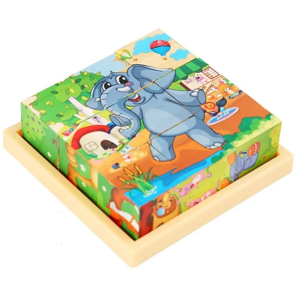 

Educational Jigsaw 3D Cube Puzzle Bricked Up Dinosaur Wooden Puzzle STEM Learning Montessori Magnetic Puzzle Table Game