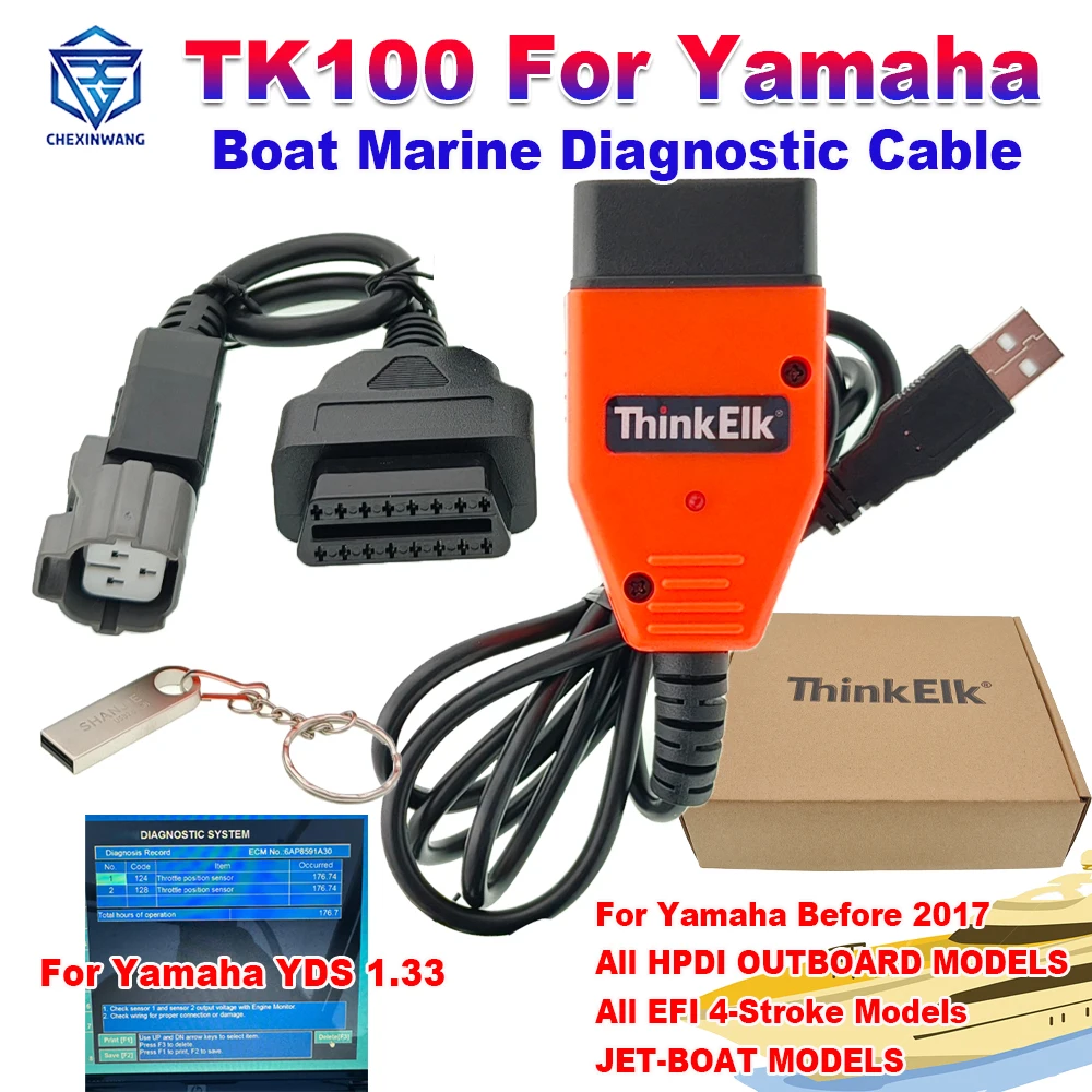 

For Yamaha Boat Diagnostic Cable ThinkElk TK100 For Yamaha YDS 1.33 Boat Marine HPDI Outboard WaveRunner Jet Boat EFI 4-Stroke